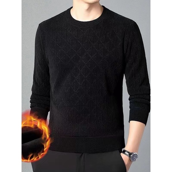 Áo sweater Một Mảnh Lót Lông Cừu Dày Dặn Giữ Ấm Mùa Thu Đông Phong Cách Mới Cho Nam