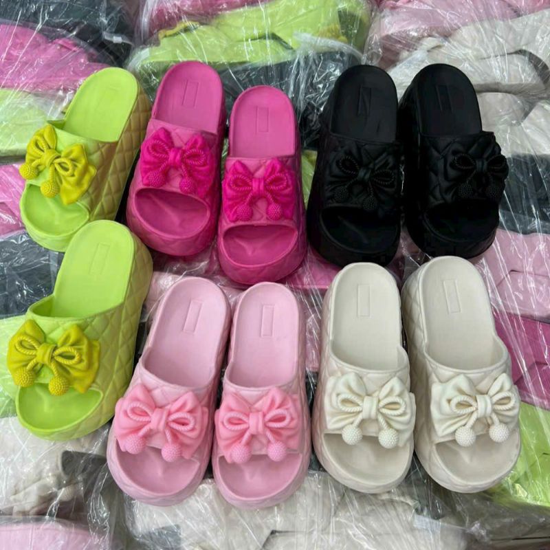 Dép Bánh Mì Nữ Cao 6cm Hắc Dáng Đính Nơ Xinh Xinh From Chuẩn ☁️☁️☁️ Ảnh Thật ☁️☁️☁️