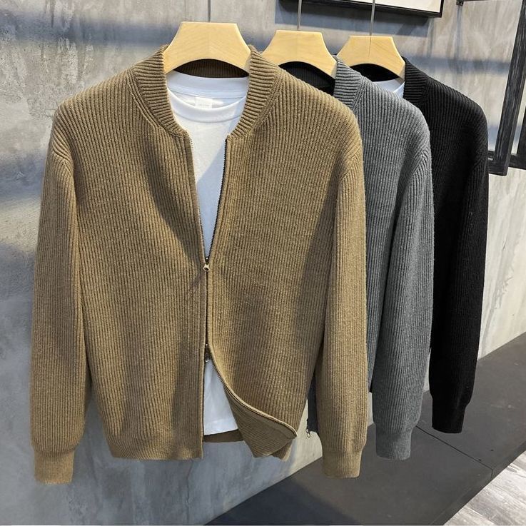 Áo Khoác Bóng Chày Màu Trơn Dáng Ôm Có Khóa Kéo Đôi Thời Trang Thu Đông Hàn Quốc 2023