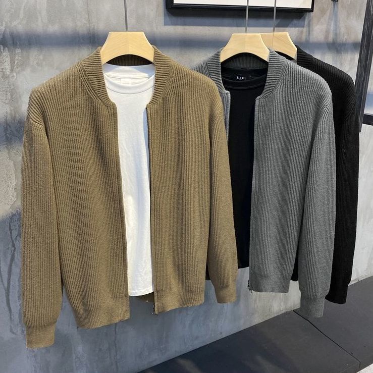 Áo Khoác Bóng Chày Màu Trơn Dáng Ôm Có Khóa Kéo Đôi Thời Trang Thu Đông Hàn Quốc 2023