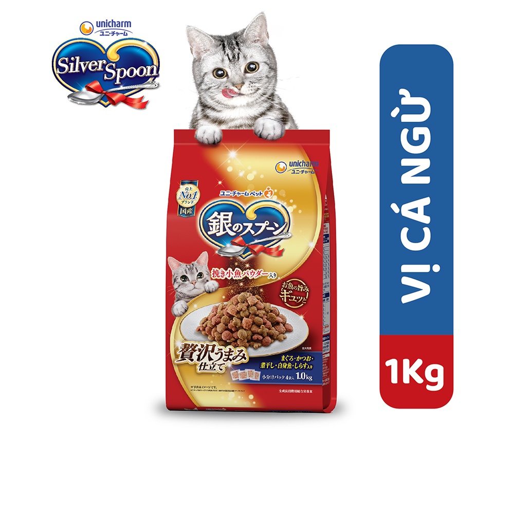 Thức ăn hạt cho mèo Silver Spoon Vị Cá ngừ 1kg