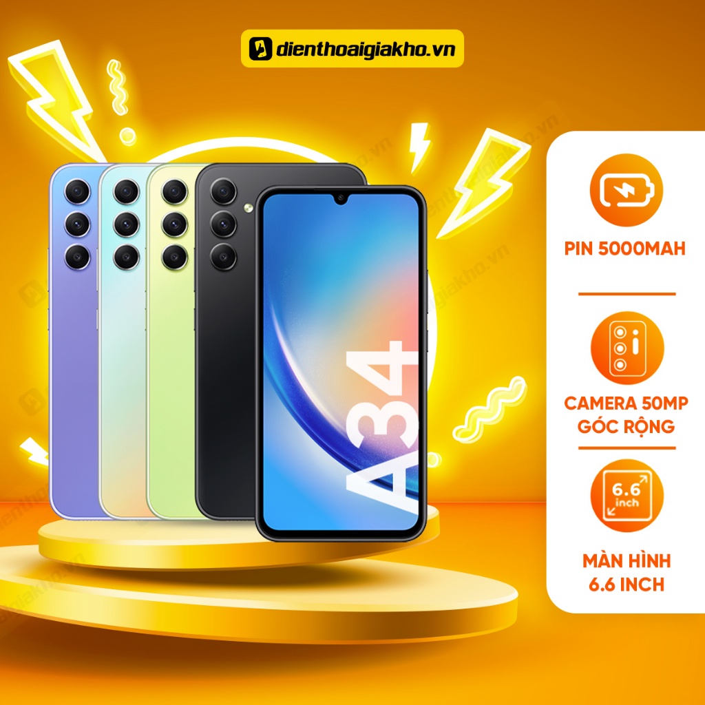 Điện thoại Samsung Galaxy A34 5G  - Hàng chính hãng - Màn hình sống động, sắc nét, camera đỉnh cao