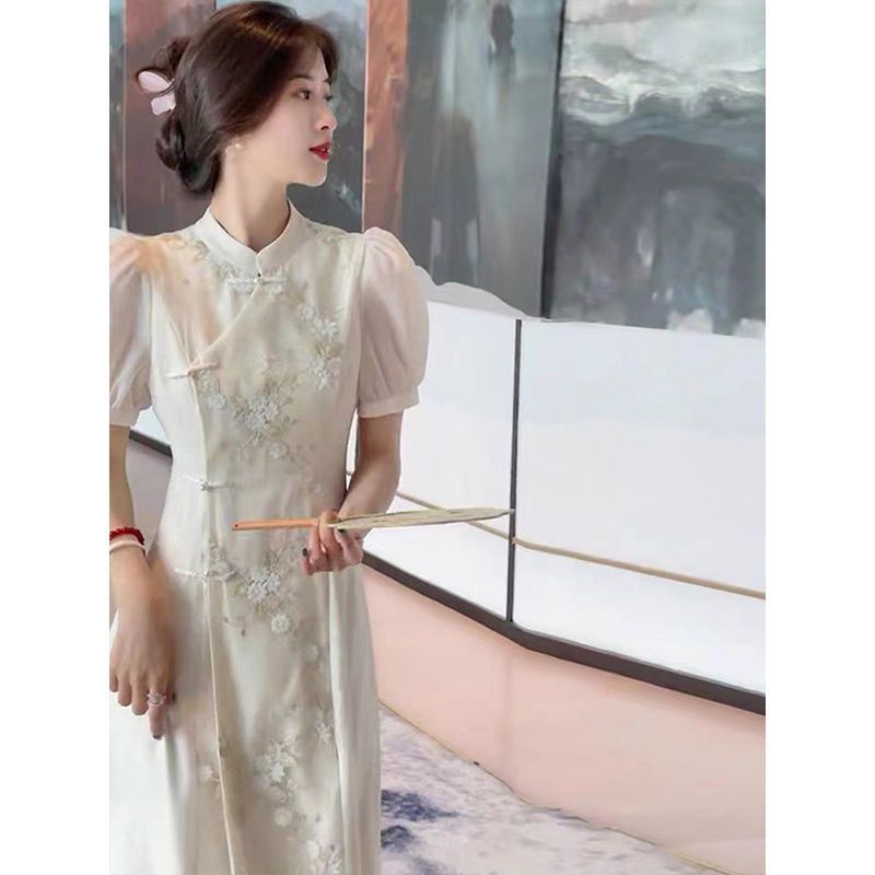 Đầm Sườn Xám Cách Tân Dáng Dài Phong Cách Trung Hoa Cổ Điển Thời Trang Mùa Hè Hàng Mới 2023