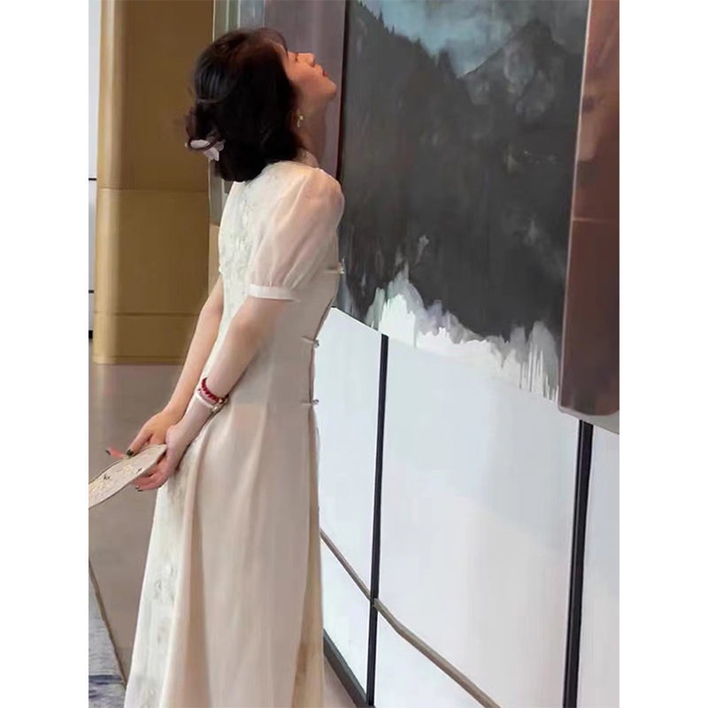 Đầm Sườn Xám Cách Tân Dáng Dài Phong Cách Trung Hoa Cổ Điển Thời Trang Mùa Hè Hàng Mới 2023