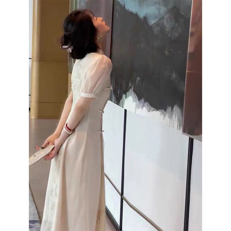 Đầm Sườn Xám Cách Tân Dáng Dài Phong Cách Trung Hoa Cổ Điển Thời Trang Mùa Hè Hàng Mới 2023