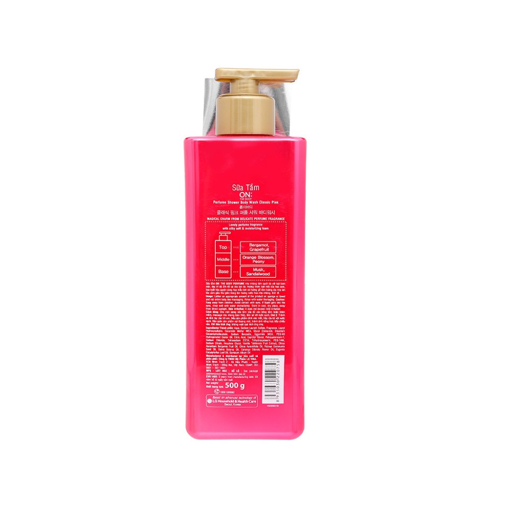 Sữa Tắm Dưỡng Ẩm Hương Nước Hoa Classic Pink ON THE BODY 500Gr