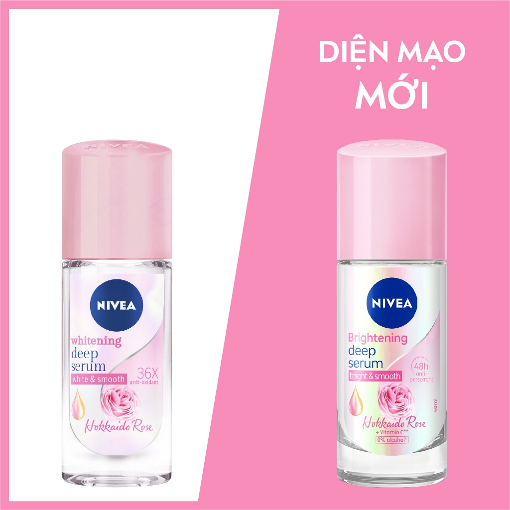 Lăn Ngăn Mùi Serum Trắng Mịn Hương Hoa Hồng Hokkaido NIVEA 40ml