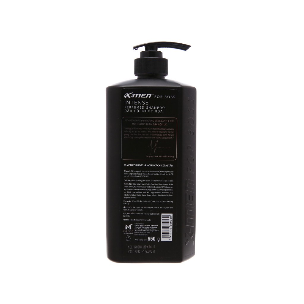 Dầu Gội Nước Hoa X-Men For Boss Intense Keratin Hương Trầm Nội Lực 650Gr