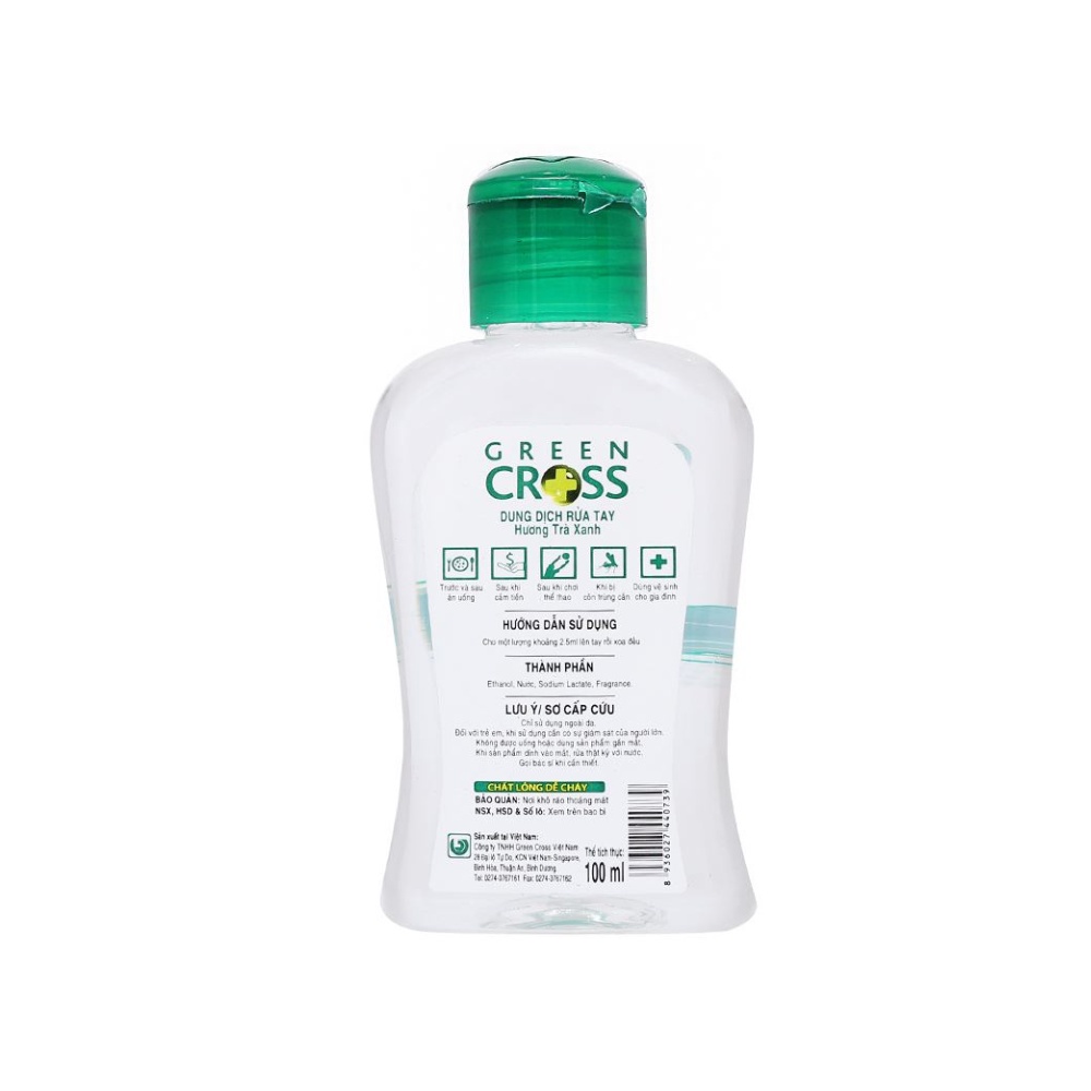 Dung Dịch Rửa Tay Hương Trà Xanh GREEN CROSS 100ml