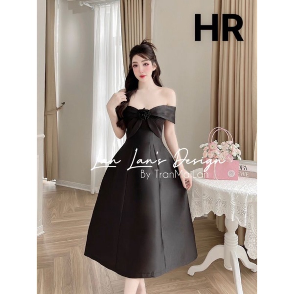 Váy Taffta trễ vai kèm hoa 💯HÀNG THIẾT KẾ TẾT 2024 💖