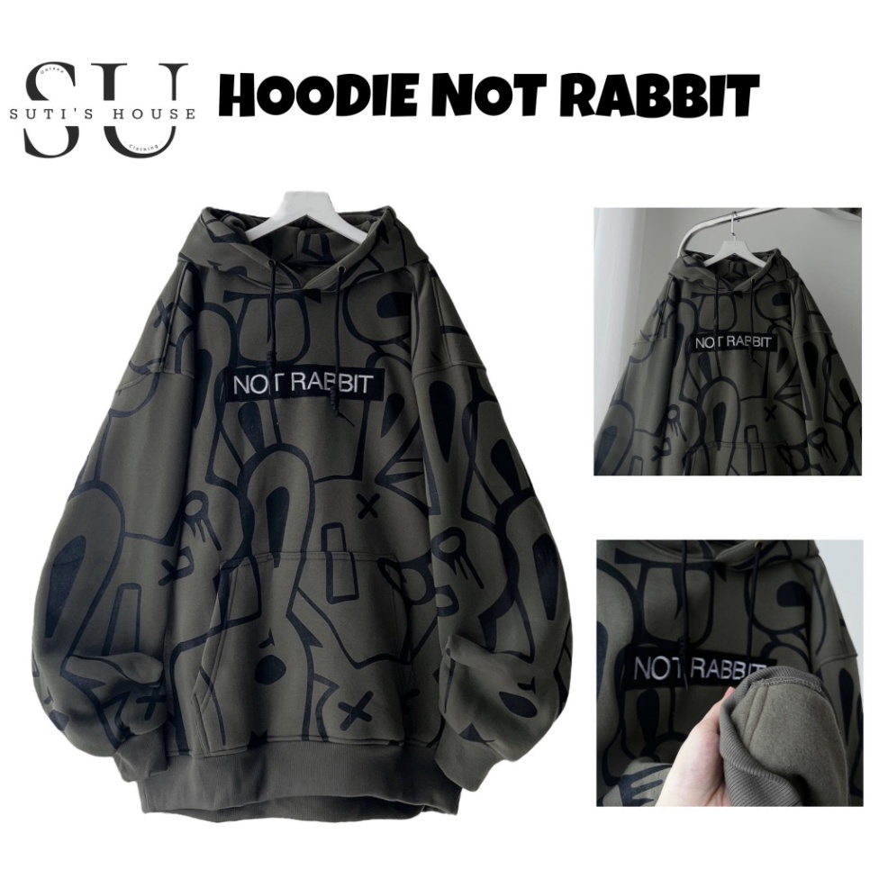 Áo hooodie not rabbit in hình form rộng unisex nam nữ phong cách cá tính, năng động, áo nỉ có mũ mùa đông MẪU MỚI HOT 1