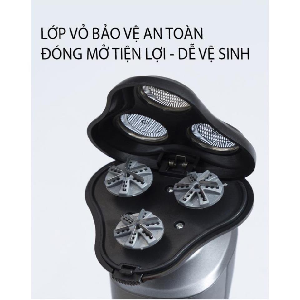 Máy cạo râu nam Shaver 9D 4in1 kiêm tỉa lông mũi cao cấp, 3 lưỡi dao kép,  công nghệ chống nước IPX7 bảo hành 12 tháng