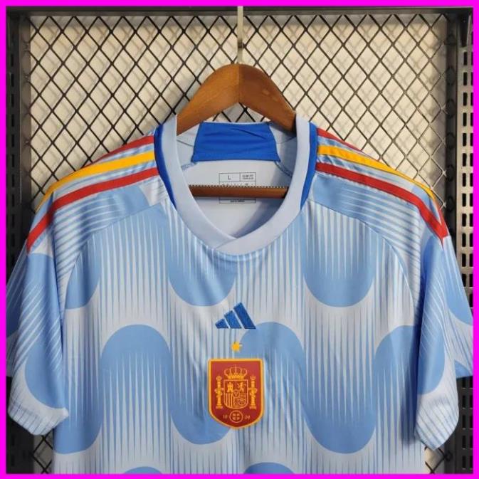 Xả Hàng Áo bóng đá / Áo Đá Banh ĐT TÂY BAN NHA XANH -  - Vải Polyester Gai Thái  - Chuẩn Mẫu Thi Đấu