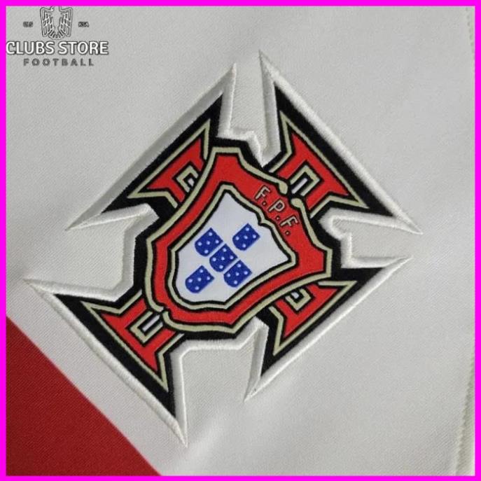 Xả Hàng Áo bóng đá / Áo Đá Banh ĐT BỒ ĐÀO NHA TRẮNG -- Vải Polyester Gai Thái  - Chuẩn Mẫu Thi Đấu