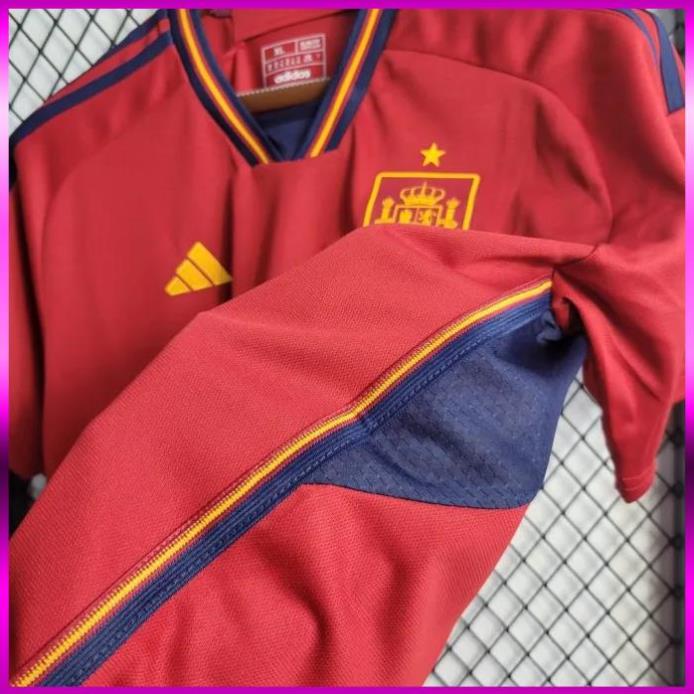 Xả Hàng Áo bóng đá / Áo Đá Banh ĐT TÂY BAN NHA ĐỎ -  - Vải Polyester Gai Thái  - Chuẩn Mẫu Thi Đấu