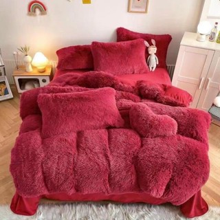 Bộ chăn ga gối nỉ lông có kèm gối trái tim set 5 món nhập khẩu cao cấp không tích điện, không ám mùi