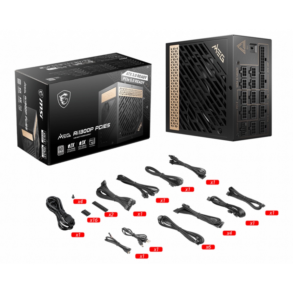 PSU MSI MEG Ai1300P PCIE5 1300W, Bảo hành 2 năm
