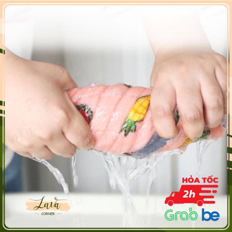 Khăn Lau Đa Năng Hoạ Tiết 2 Mặt Lau Bếp Lau Xe Hình Vuông 30 x 30cm