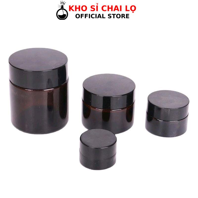 Hủ Đựng Kem HUHA Thủy Tinh Nâu 5g/10g/15g/20g/30g/50g/100g, phụ kiện du lịch