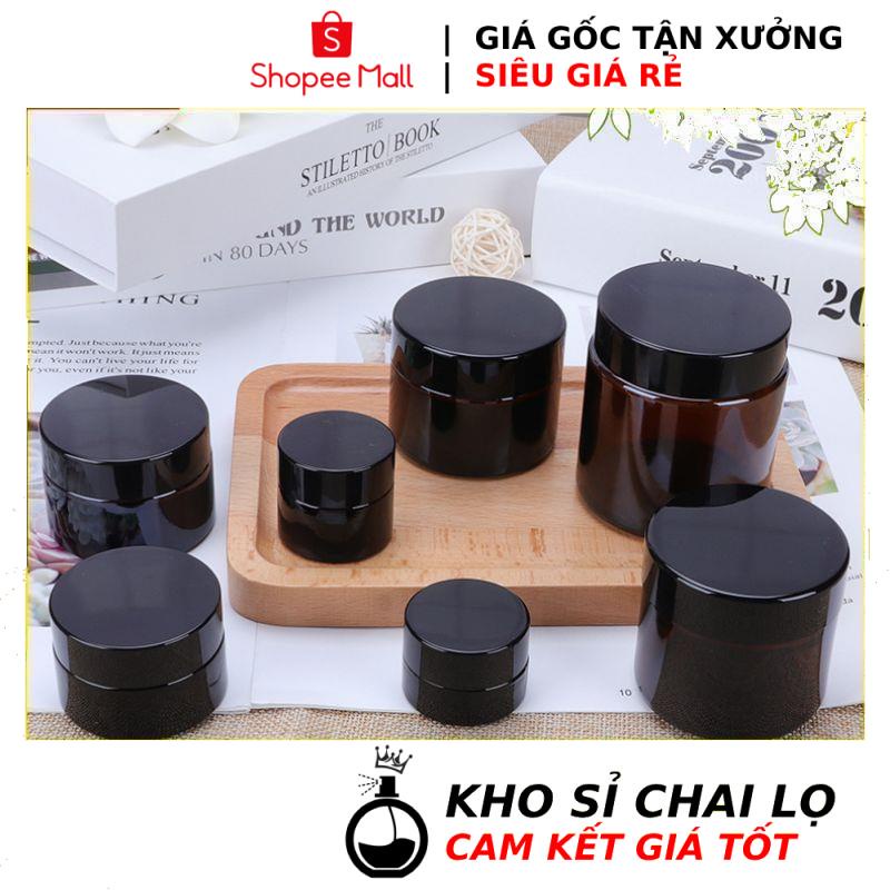 Hủ Đựng Kem HUHA Thủy Tinh Nâu 5g/10g/15g/20g/30g/50g/100g, phụ kiện du lịch