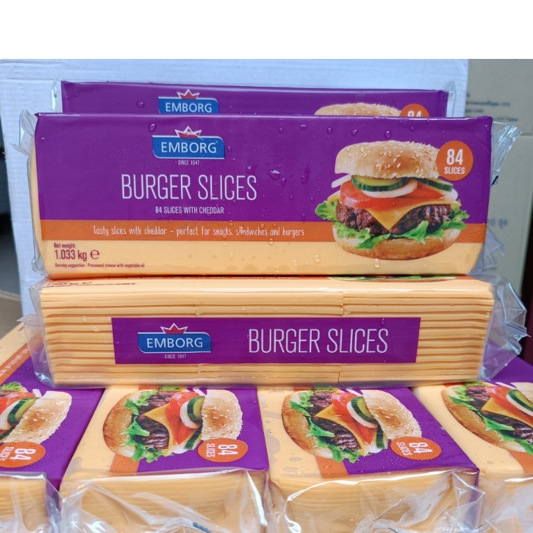 Phô Mai Lát Burger Slices 84 lát 1.033kg - Emborg Burger Slices 1.033kg - DATE MỚI 2024