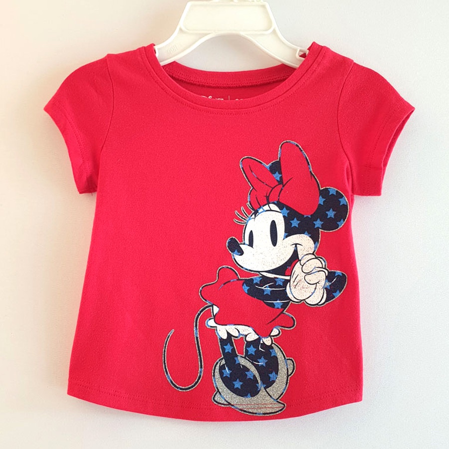Áo tay bé gái hoạt hình Disney hàng VN xuất xịn màu đỏ Minnie
