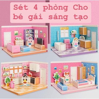 (TUYỂN SỈ) Đồ chơi mô hình nhà 3D bằng bìa xốp cho bé