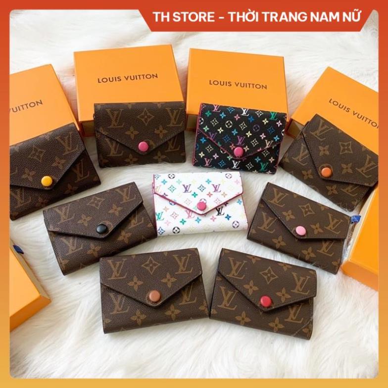 Túi Ví LV Cầm Tay Nữ Mini Cao cấp Fullbox , Túi Ví LV Nữ Ngắn Gập Nút Màu Hàng Quảng Châu Loại 1 TH Store