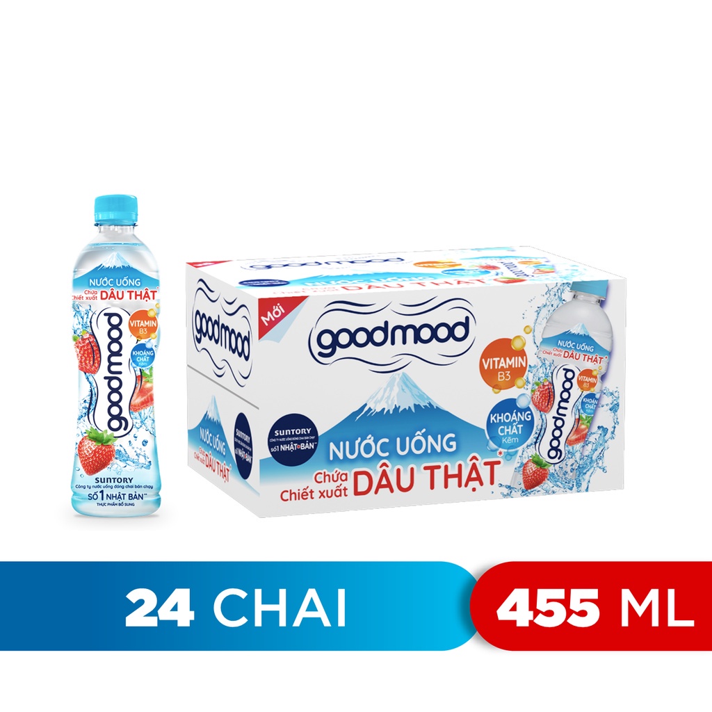 Thùng 24 Chai Nước Uống Vị Dâu Goodmood