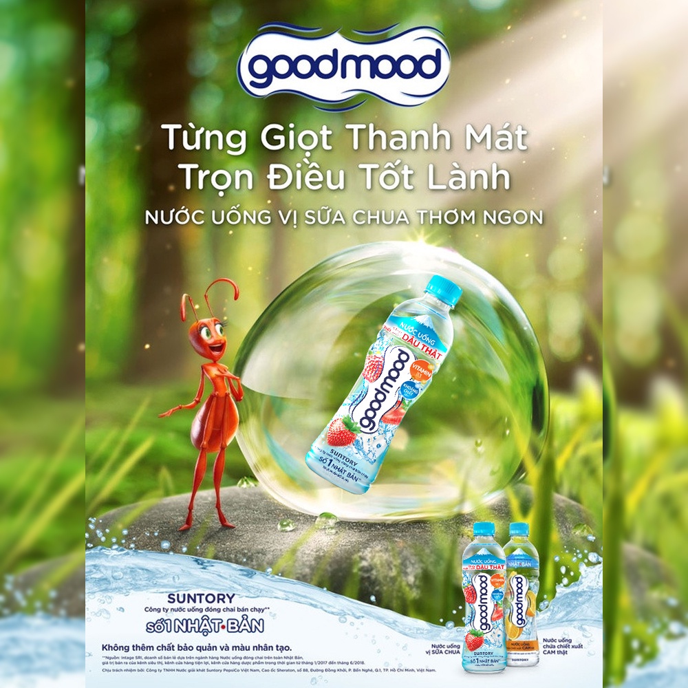 Thùng 24 Chai Nước Uống Vị Dâu Goodmood