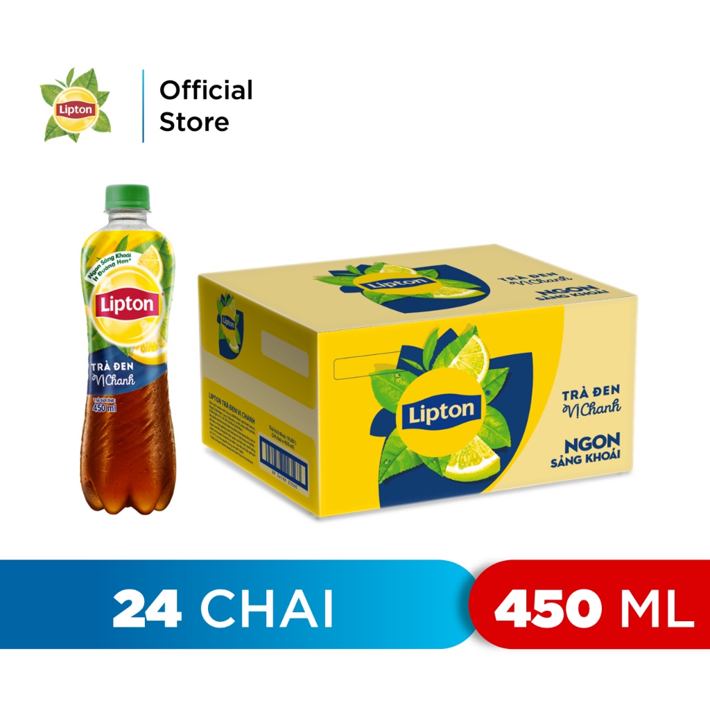 [HỎA TỐC]Thùng 24 Chai Lipton Trà Đen Vị Chanh (450ml/chai)