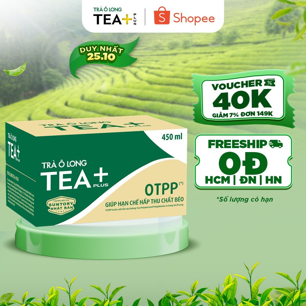 Thùng 24 Chai Trà Ô long Tea+ (450ml /chai)