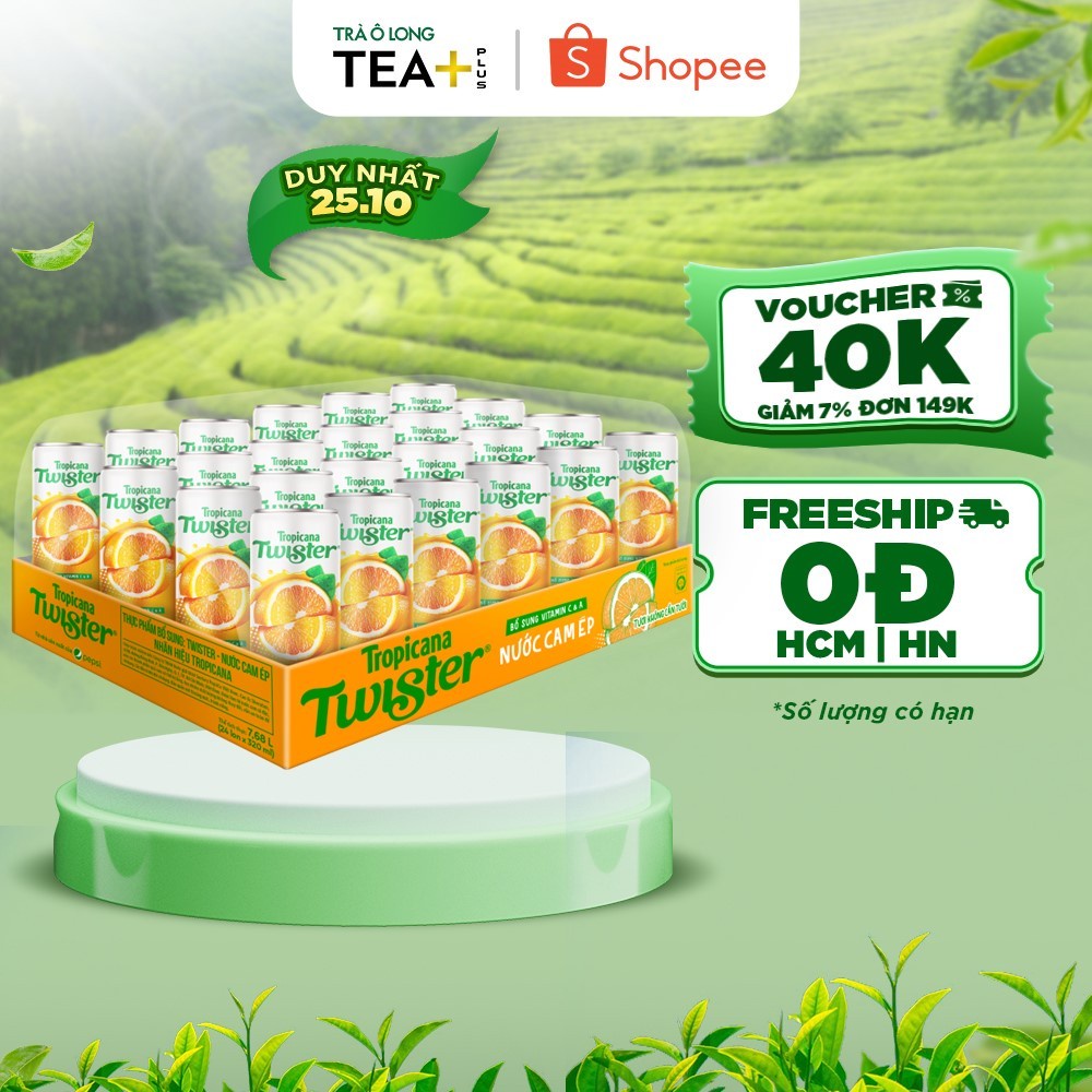Thùng 24 Lon Nước Trái Cây Twister Cam (320ml/lon)