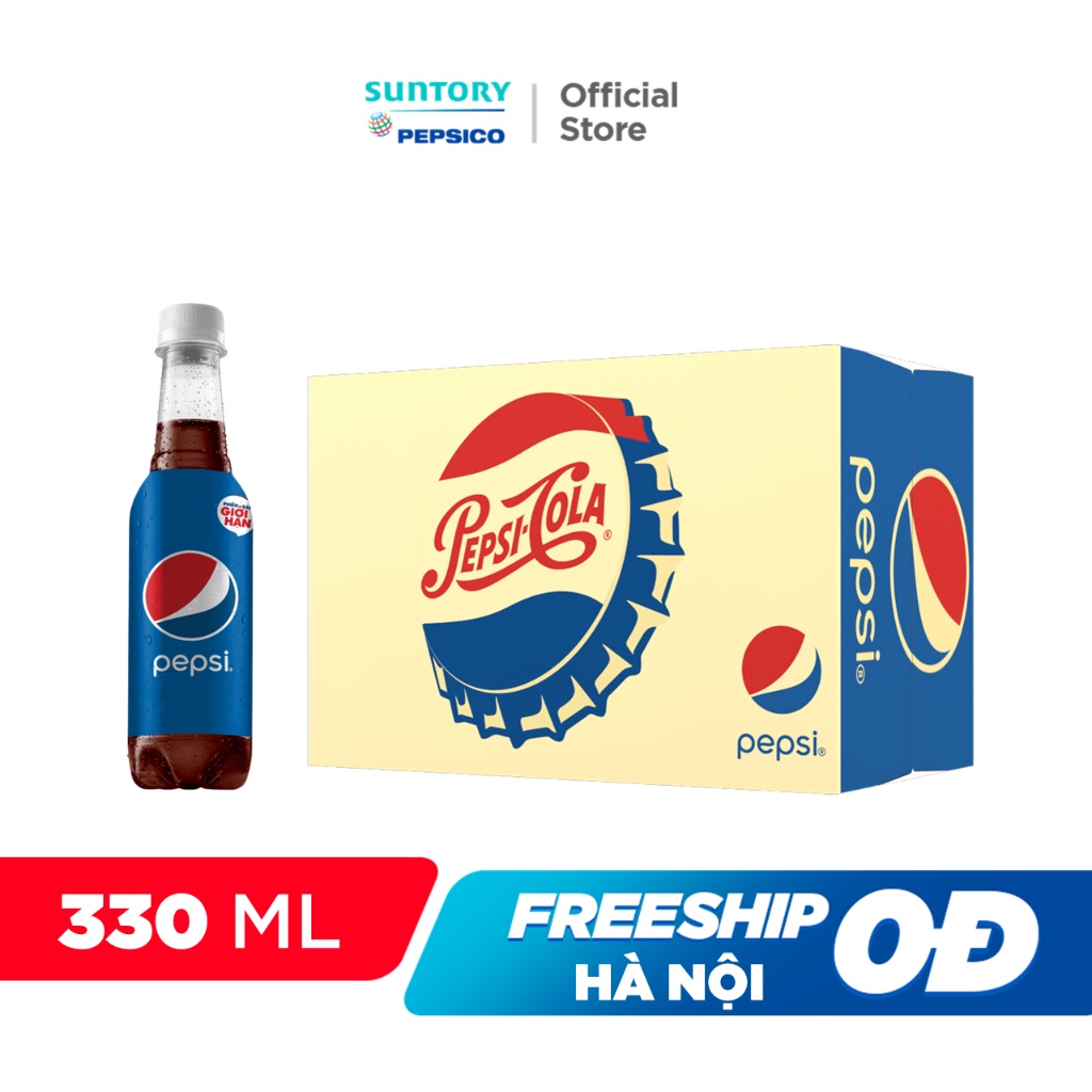 [HỎA TỐC] Thùng 24 Chai Nước Ngọt Có Gaz Pepsi (330ml/chai)