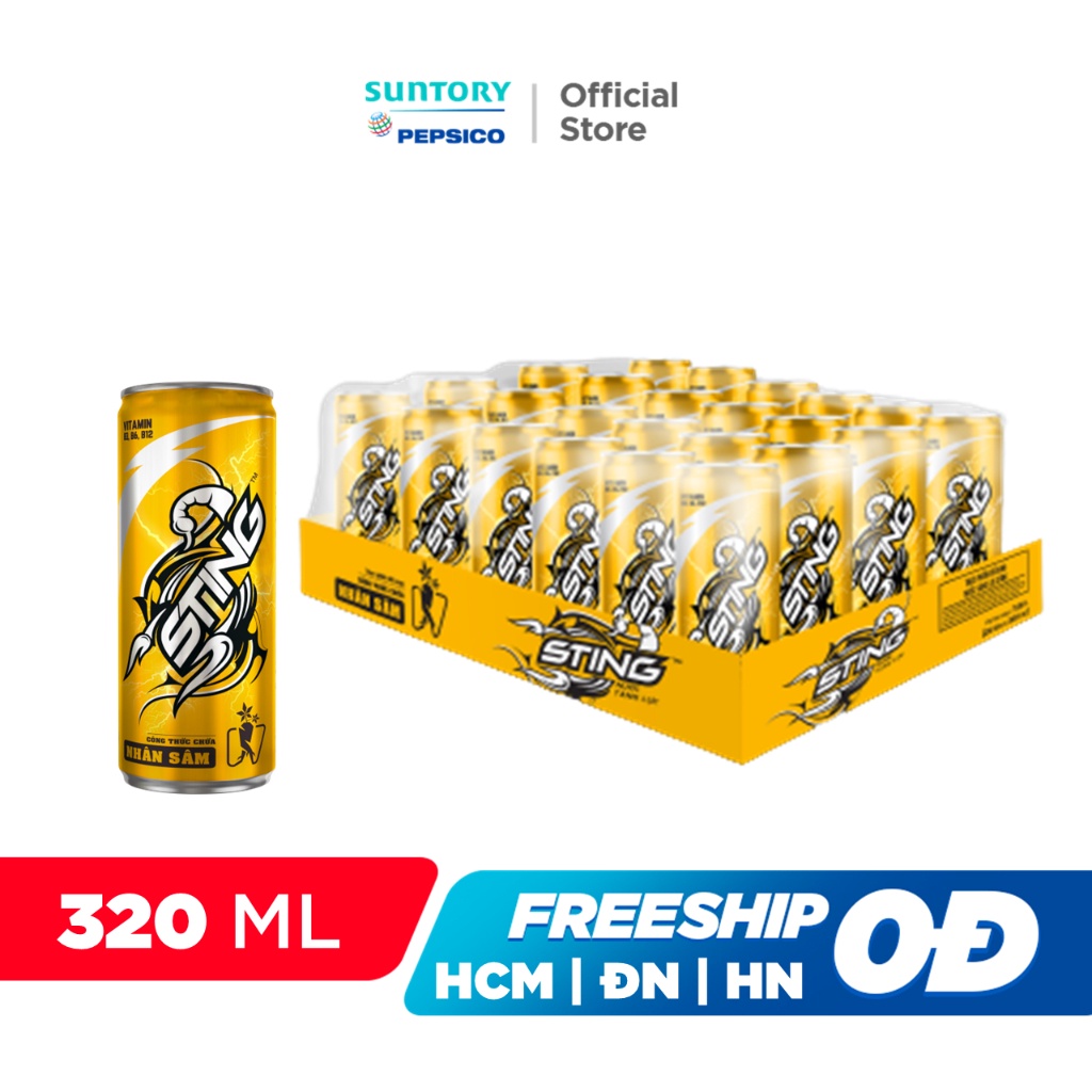 [HỎA TỐC]Thùng 24 Lon Nước Tăng Lực Sting Vàng (320ml/lon)