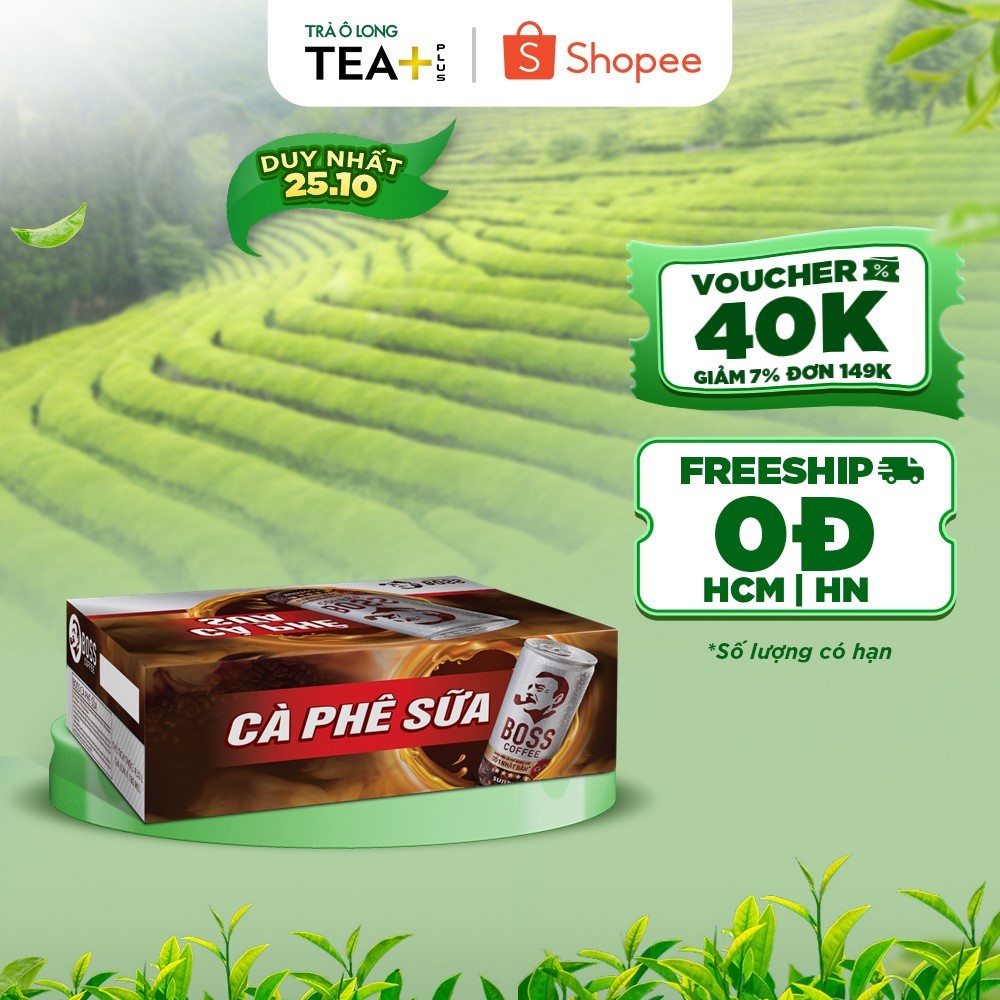 Thùng 24 Lon Cà phê sữa Boss (180ml/lon)