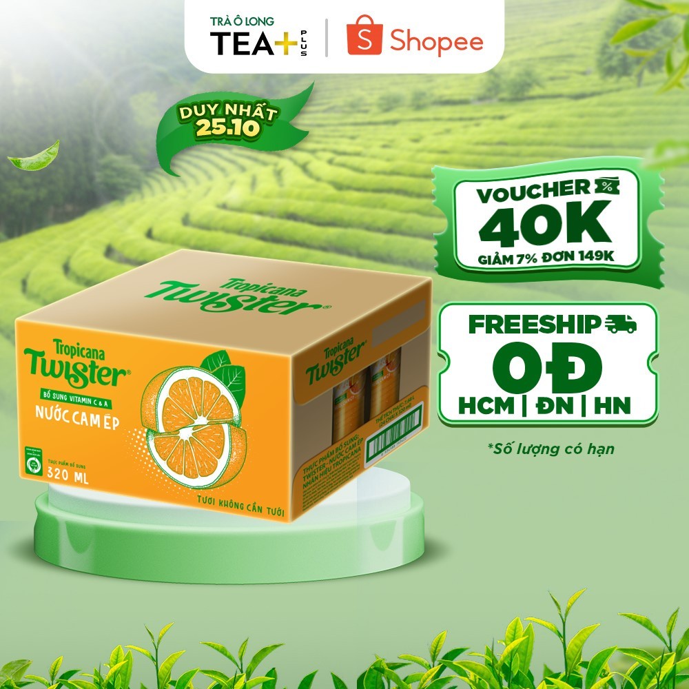 Thùng 24 Chai Nước Trái Cây Twister Cam (320ml /chai)