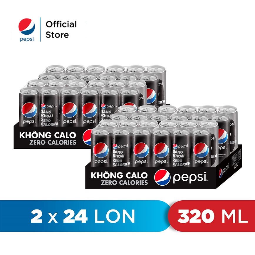 [CHỉ 25.12][ĐƠN 300K TẶNG 1 LY]Combo 2 Thùng 24 Lon Pepsi Không Calo (320ml/lon)