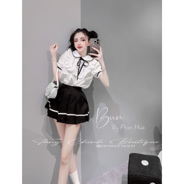 Set áo + chân váy học sinh 💯HÀNG THIẾT KẾ TẾT 2024 💖