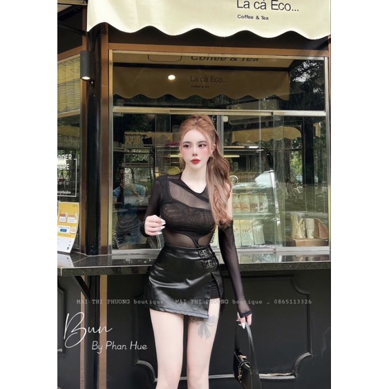 Set chân váy da + body suid lưới 💯HÀNG THIẾT KẾ TẾT 2024 💖