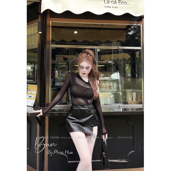 Set chân váy da + body suid lưới 💯HÀNG THIẾT KẾ TẾT 2024 💖