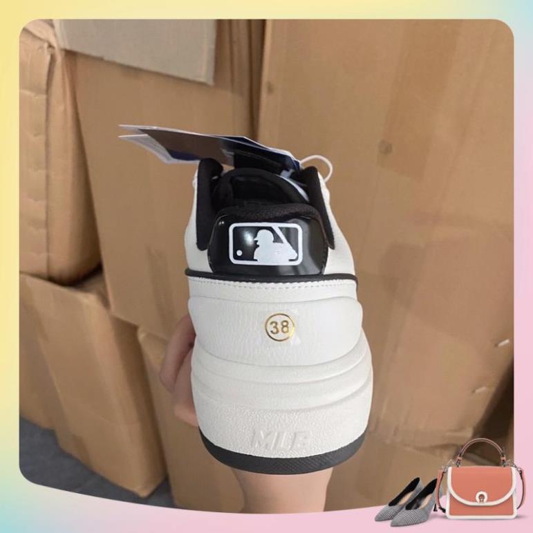 Giày thể thao Giay MLB chunky đen trắng mới đế dày nâng chiều cao full bill box