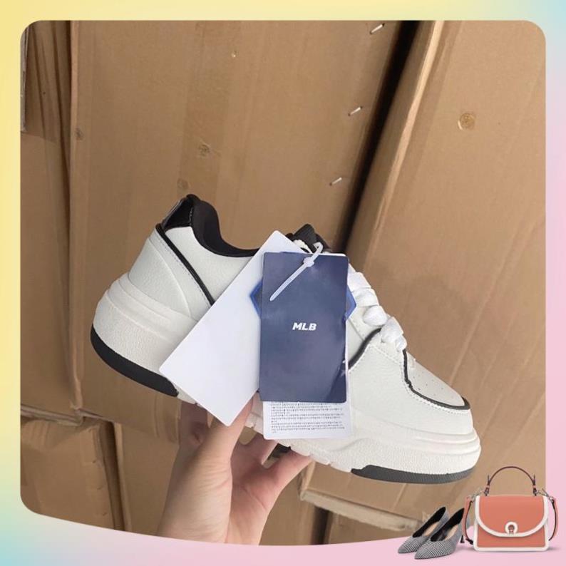 Giày thể thao Giay MLB chunky đen trắng mới đế dày nâng chiều cao full bill box