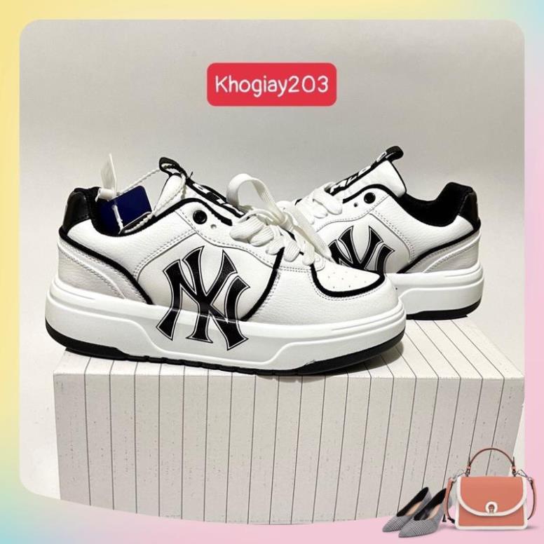 Giày thể thao Giay MLB chunky đen trắng mới đế dày nâng chiều cao full bill box