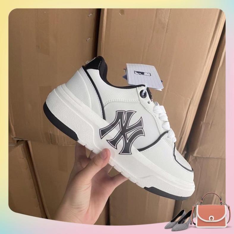 Giày thể thao Giay MLB chunky đen trắng mới đế dày nâng chiều cao full bill box