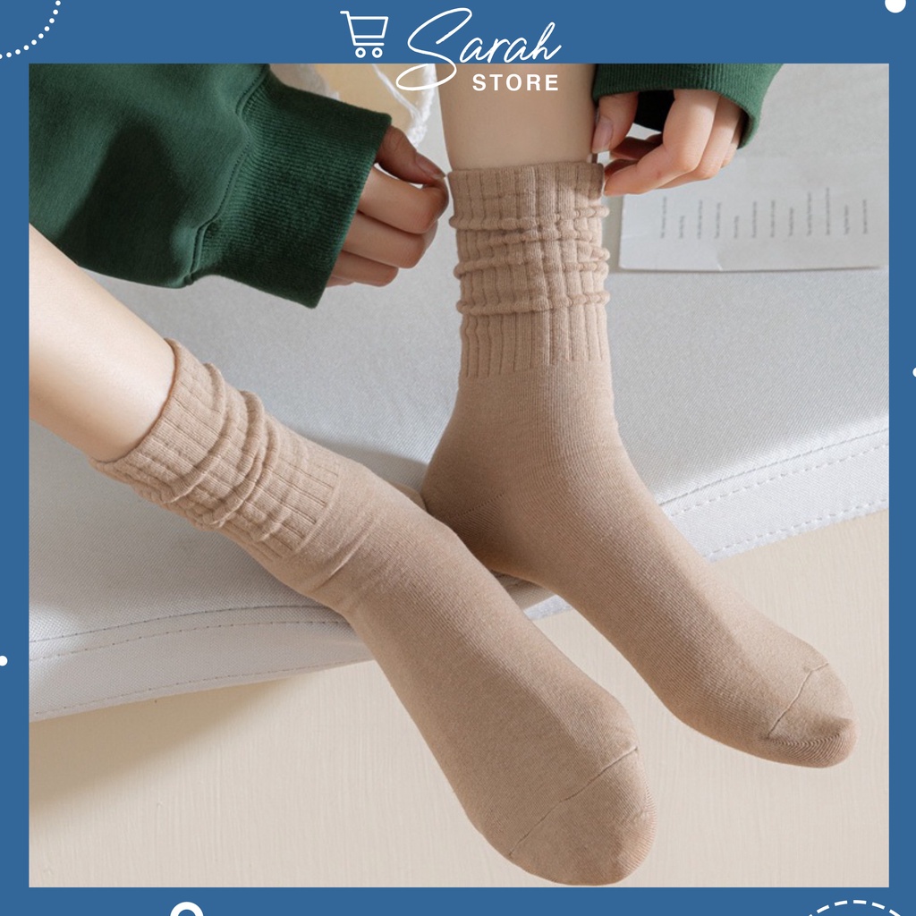 Set 5 Đôi Tất Cao Cổ Trơn Gân Tông Nâu Siêu Hot Phong Cách Hàn tt27