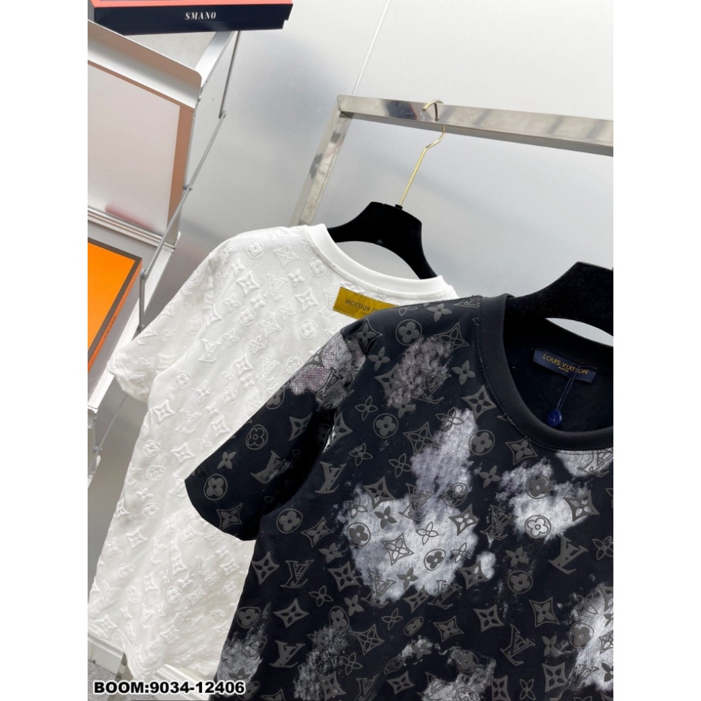 Áo Phông LV Phối Màu Loang Hoạ Tiết Siêu Đẹp - Áo Thun LV Nam Dập Logo Nổi SPF