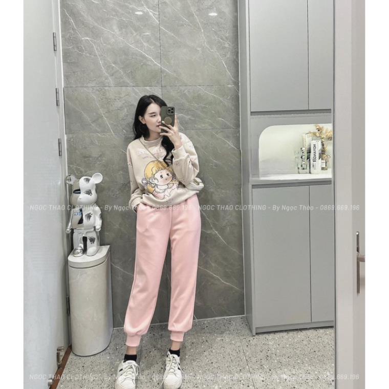 Bộ nữ hình cô gái nỉ bông tàu 2 da màu nâu be new