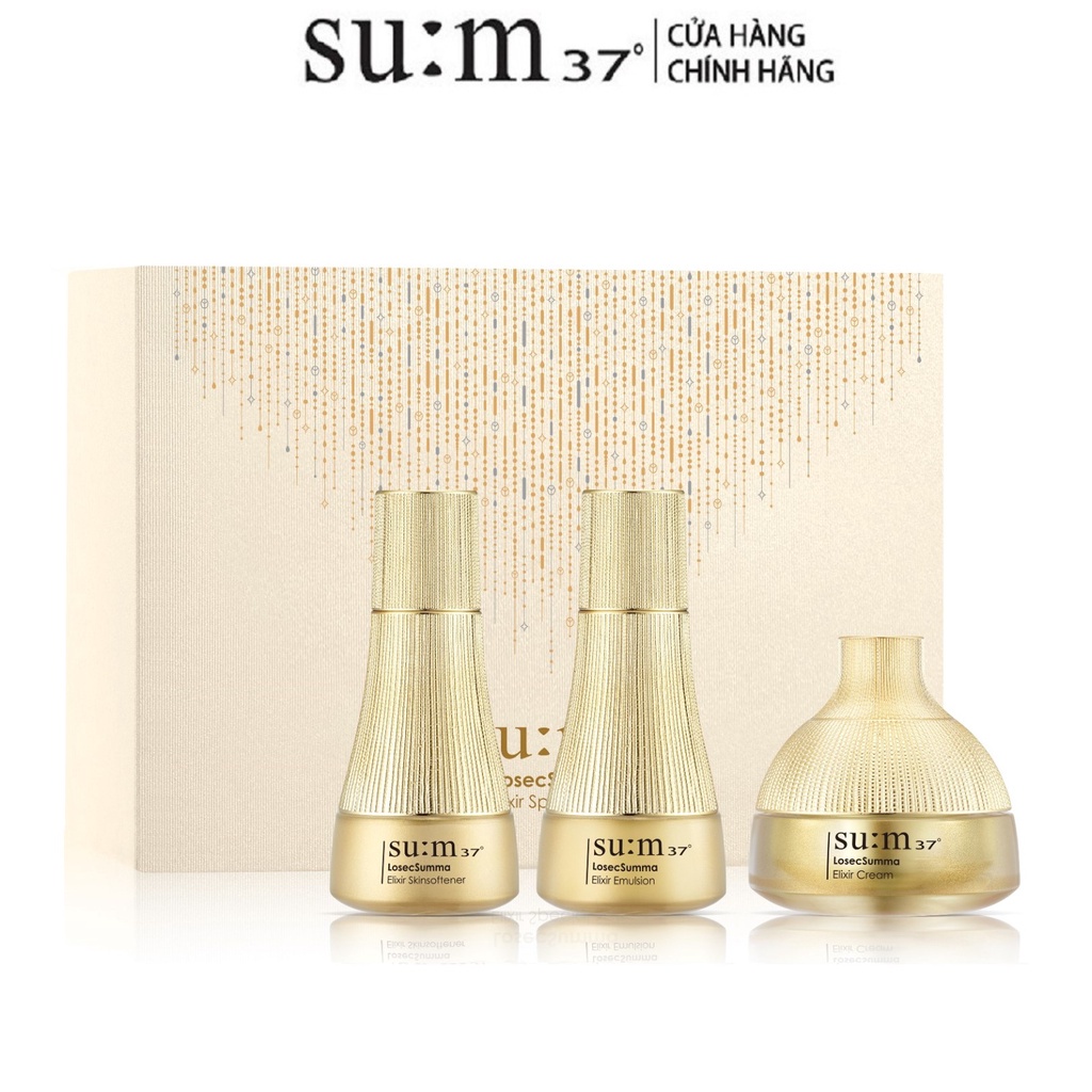 [HB Gift] Bộ sản phẩm cân bằng, cấp ẩm và tái sinh da và Sữa rửa mặt tái sinh da chiết xuất vàng Su:m37