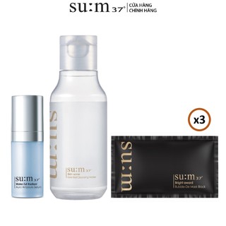 Combo làm sạch và dưỡng trắng da Su:m37 & Mặt nạ đen thải độc và phục hồi da Gimmick